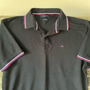 Tommy Hilfiger Black Polo with Red and White Trim